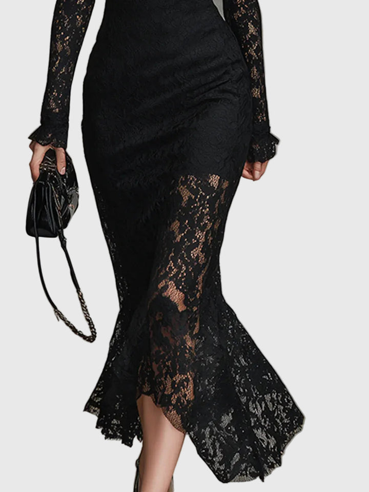 Monica | Elegante uitlopende kanten maxi-jurk