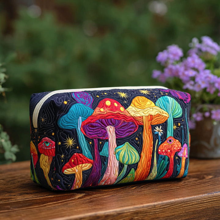 Willemien - Gewatteerde toilettas Retro Paddenstoelen