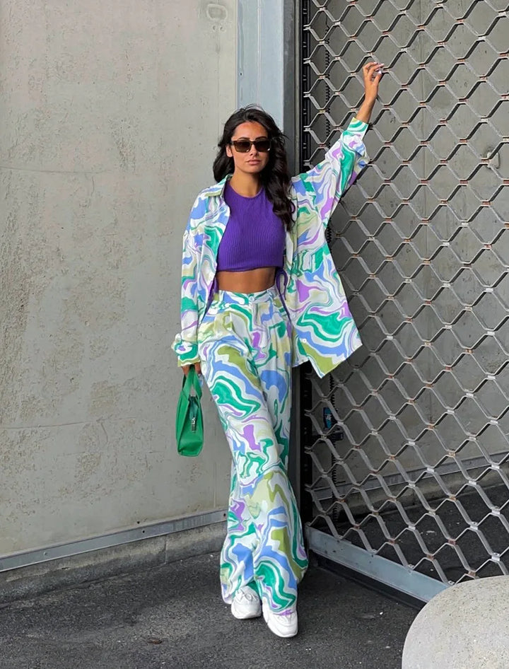 Zyra - Set met opvallende swirl-print