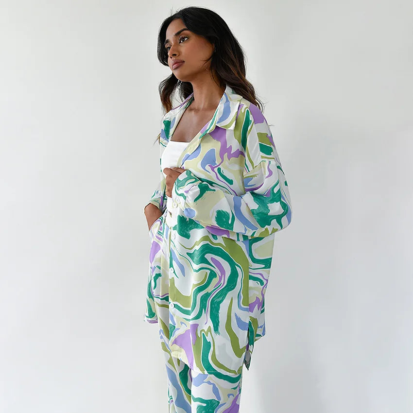 Zyra - Set met opvallende swirl-print