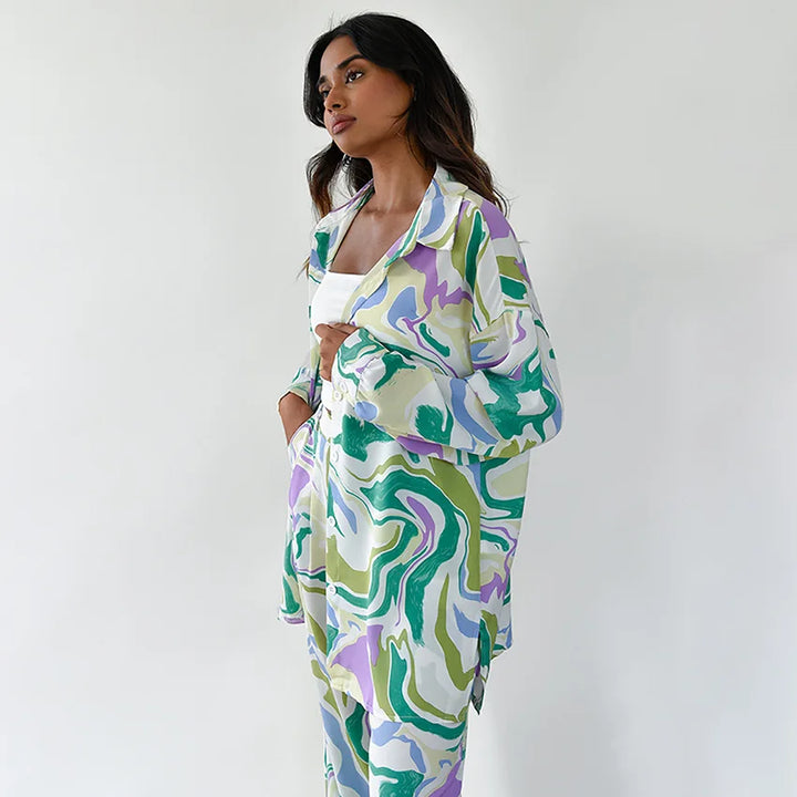 Zyra - Set met opvallende swirl-print
