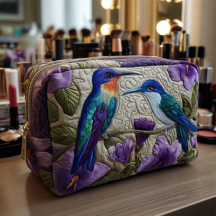 Roosmarijn - Gewatteerde toilettas Verfijnd Kolibries