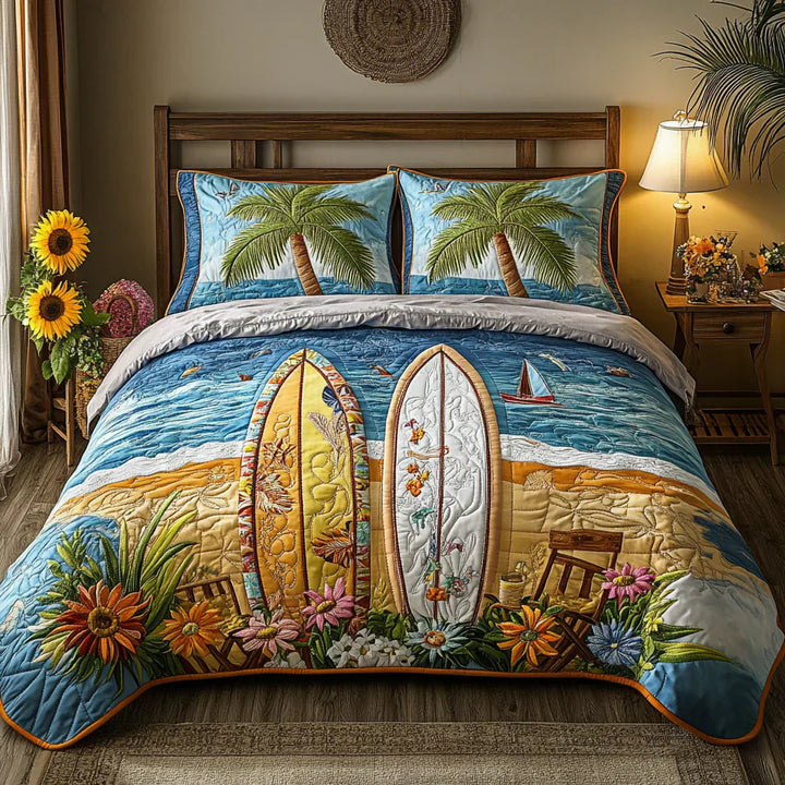 3-delige gestikte bedset - Brise de l'Île