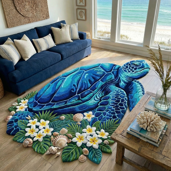 Lynn - Decoratief vloerkleed Gepersonaliseerd Vorm van Eiland Schildpad