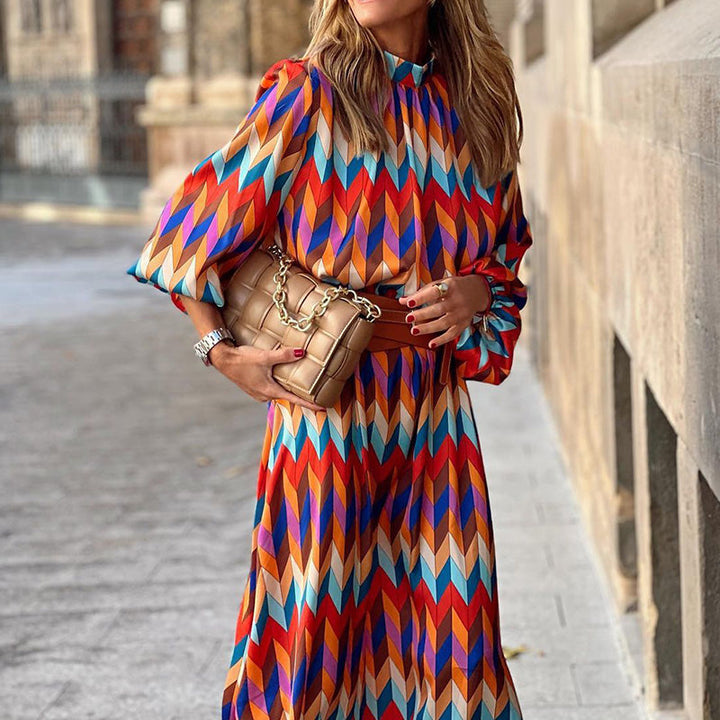 Cassandra - Levendige jurk met geometrische print