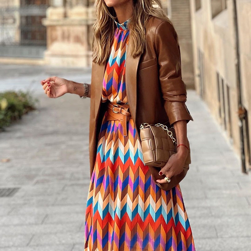 Cassandra - Levendige jurk met geometrische print