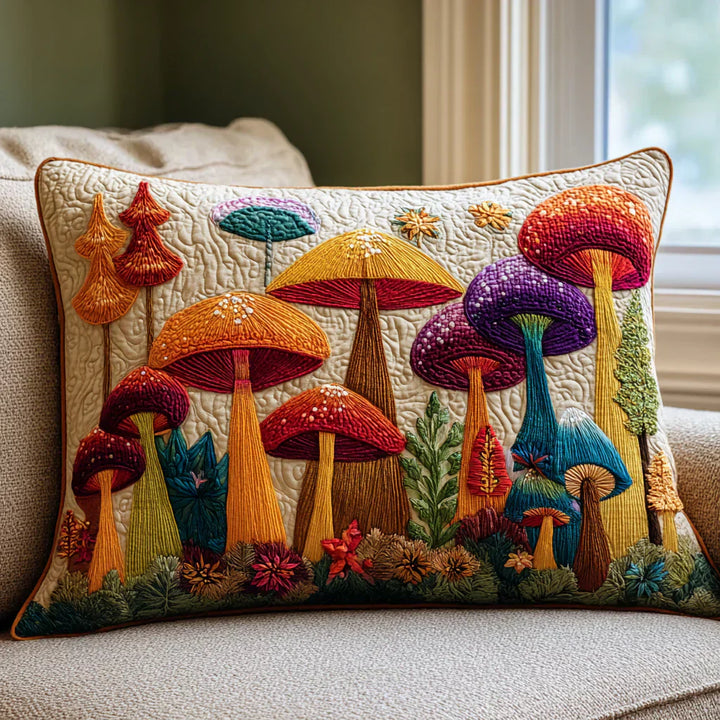 Gevoerde Kussenhoes - Paddenstoelen Tuin