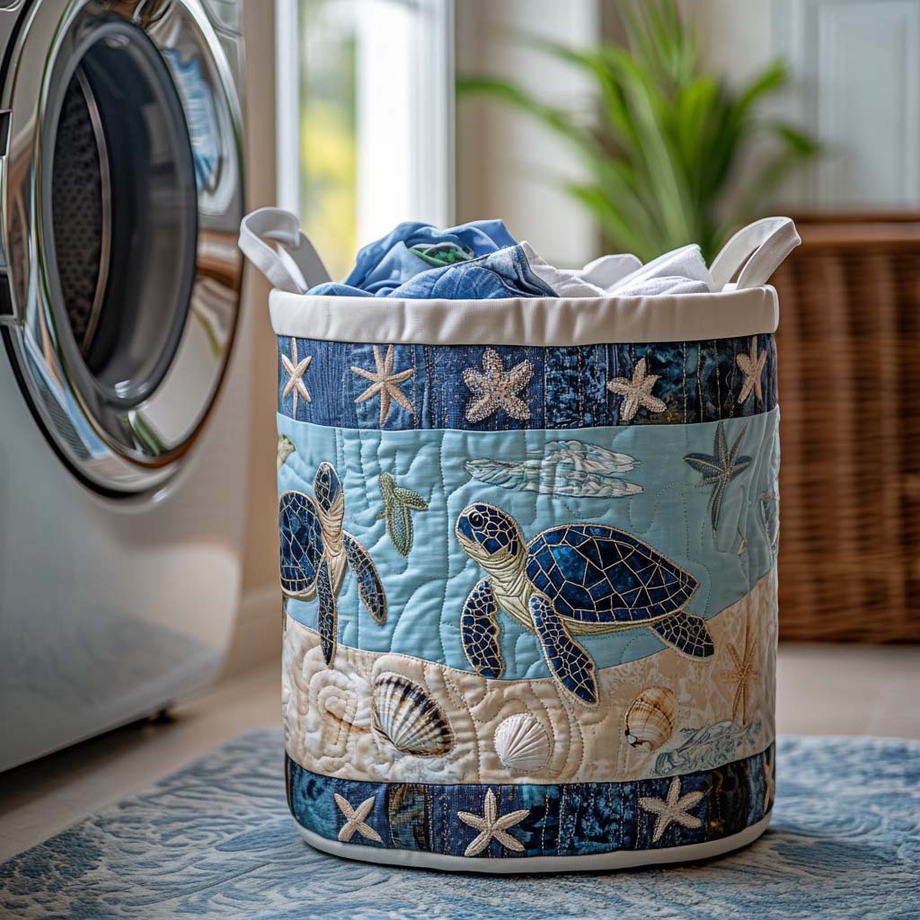 Gestoffeerde Wasmand - Zeeschildpad