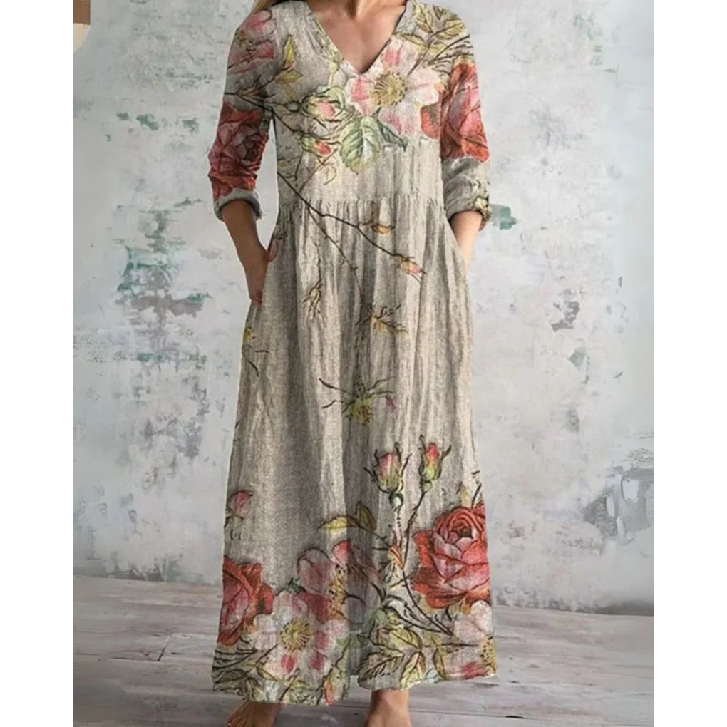 ELEANOR | VINTAGE MAXI-JURK MET BLOEMENPRINT