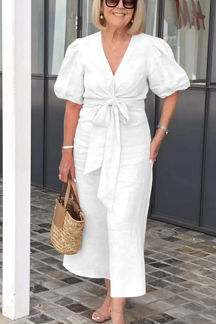 LYNORA | ELEGANTE MIDI-JURK MET V-HALS