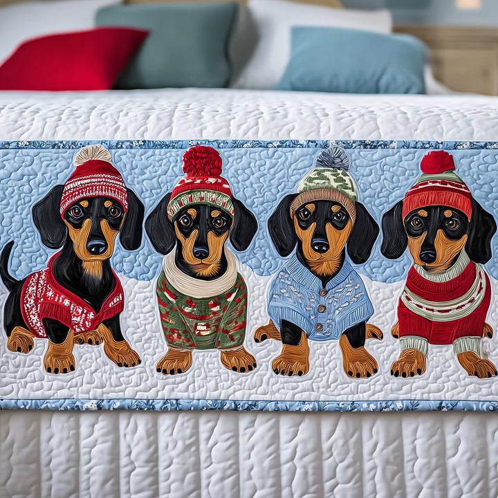 Lieke - Gewatteerde bedsprei Teckel van Kerst