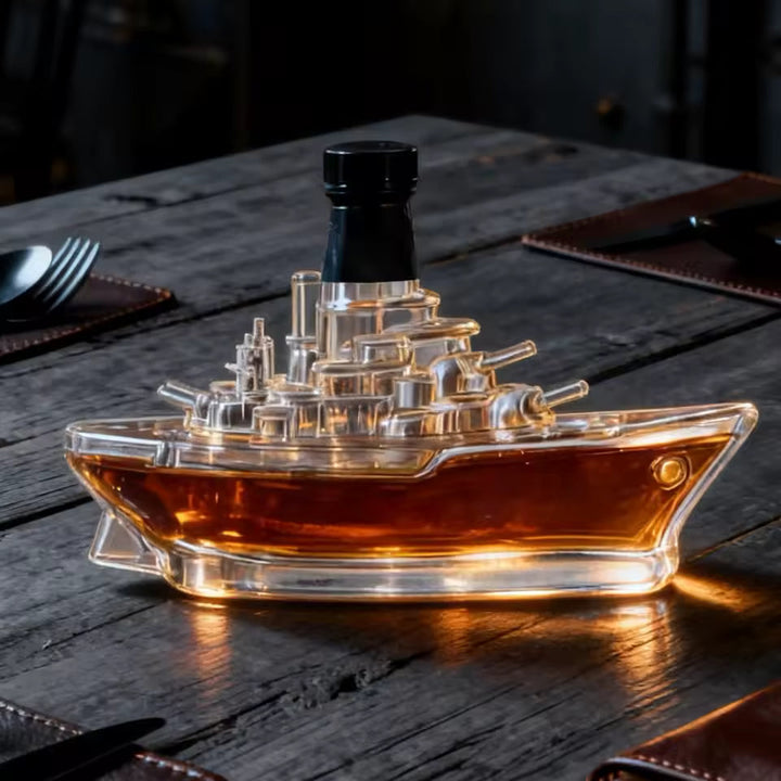 Whiskyfles in de Vorm van een Oorlogschip