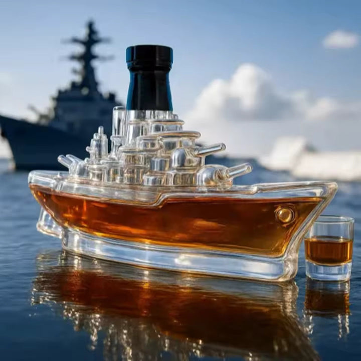 Whiskyfles in de Vorm van een Oorlogschip