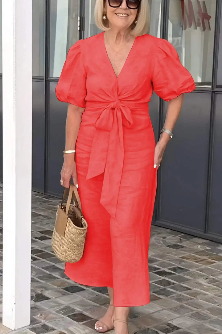 LYNORA | ELEGANTE MIDI-JURK MET V-HALS