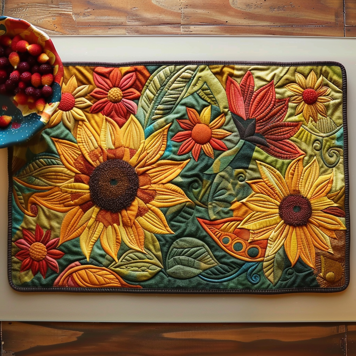 Lieke - Gewatteerde placemat Zonnebloem Zonexplosie