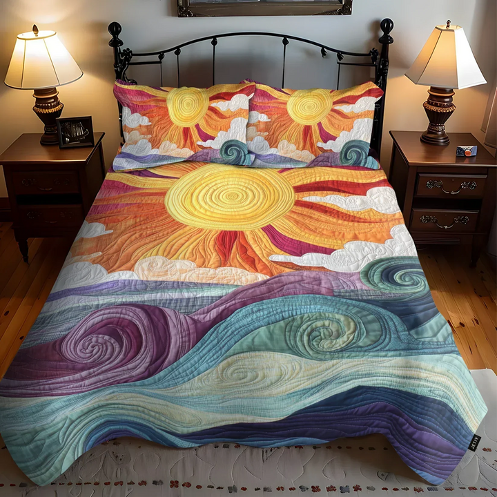 3-delige gestikte bedset - Zonnige Charme