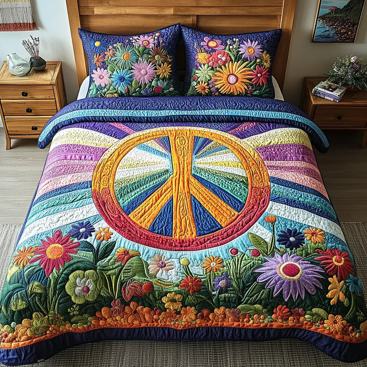 3-delige gewatteerde dekbedovertrekset - Tie-Dye Dromen
