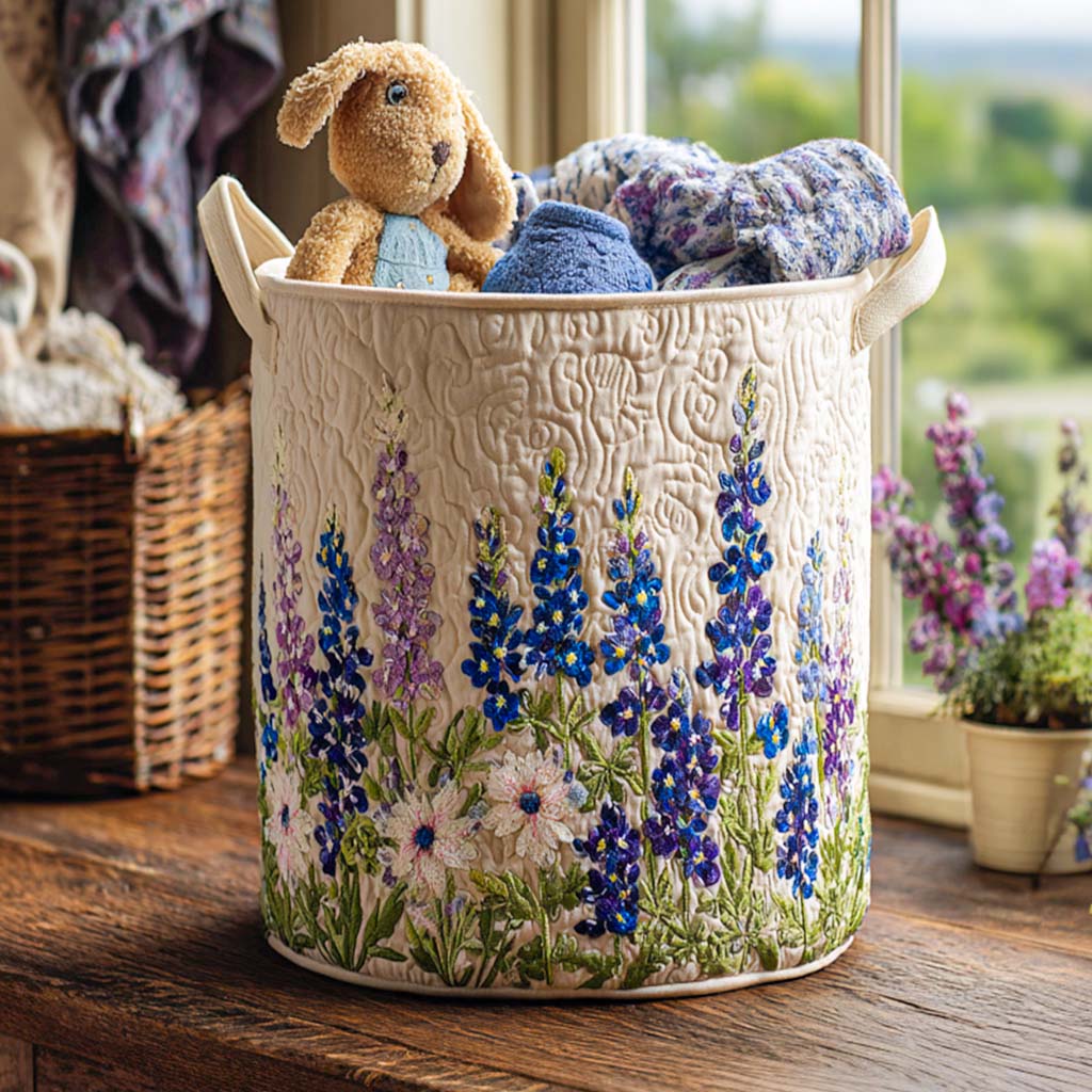 Gestoffeerde Wasmand - Blauwe Lupin