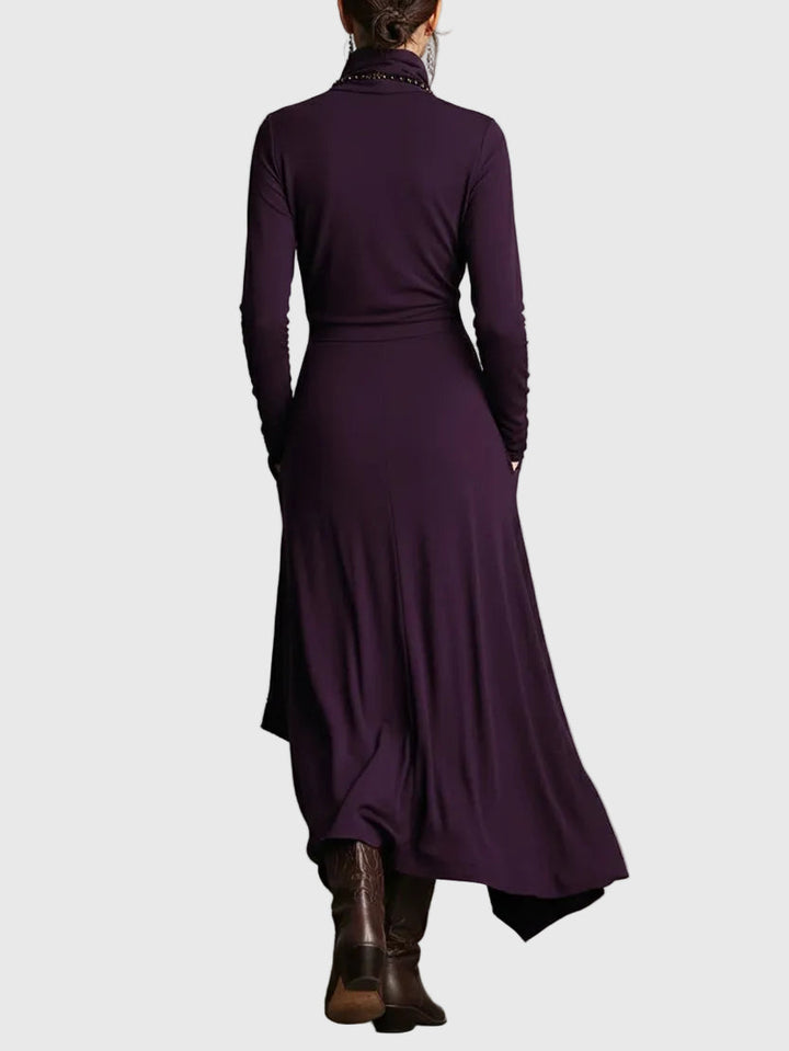 Paars | Plissé maxi-jurk