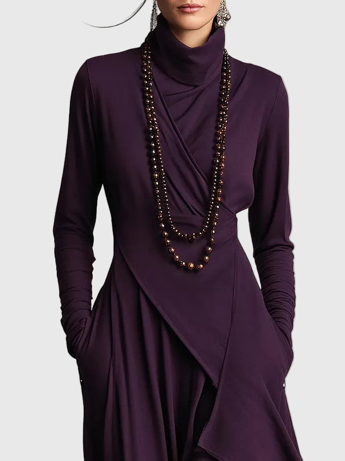 Paars | Plissé maxi-jurk