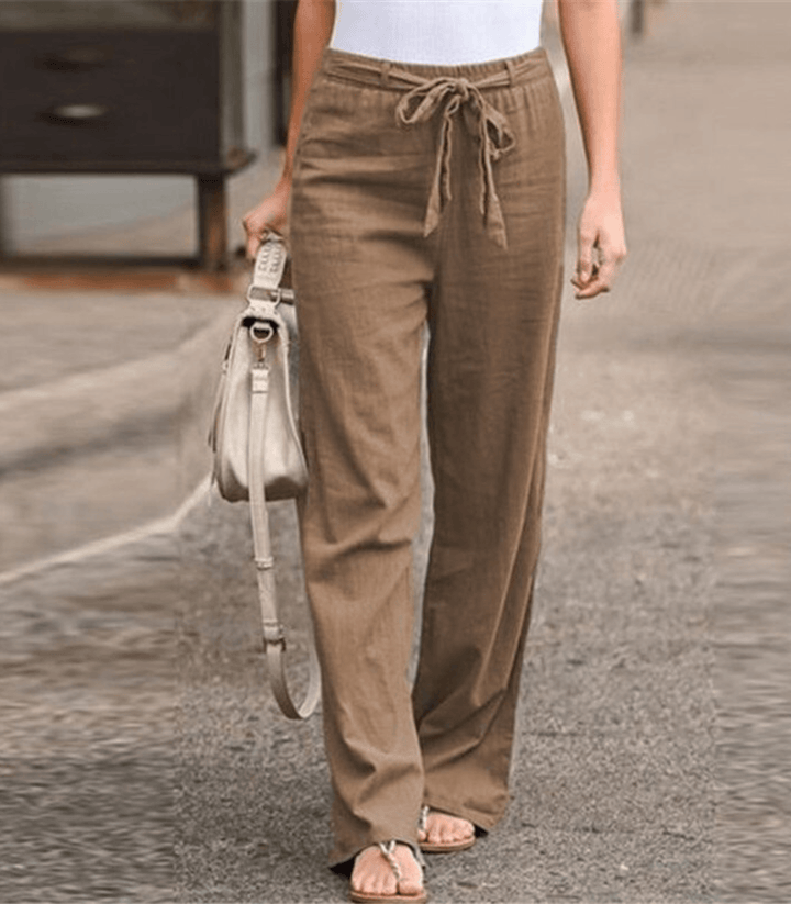 Joleen - Dames loungebroek met koord en elastische taille