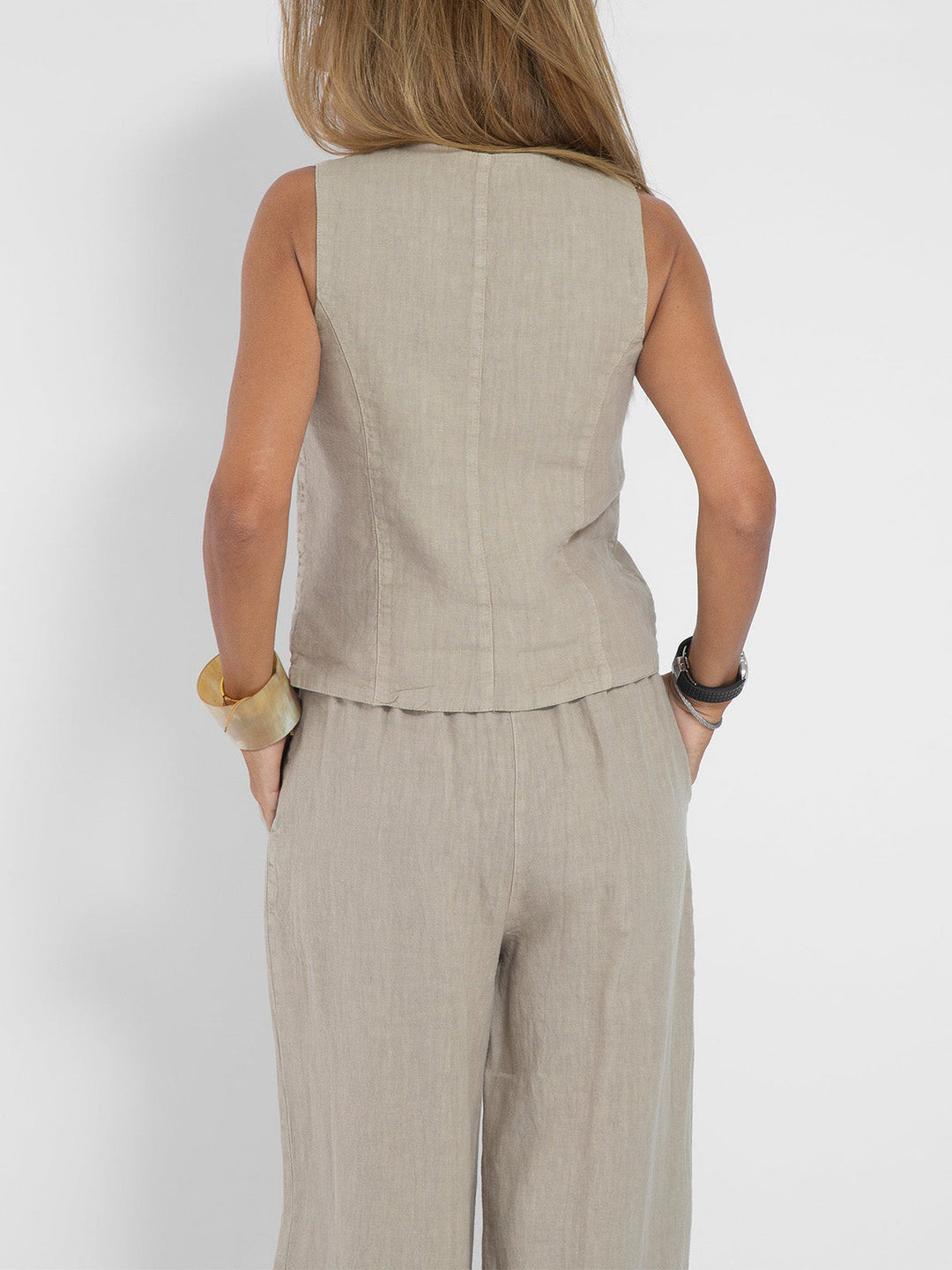 Aira - Set met geknoopt vest en wijde broek