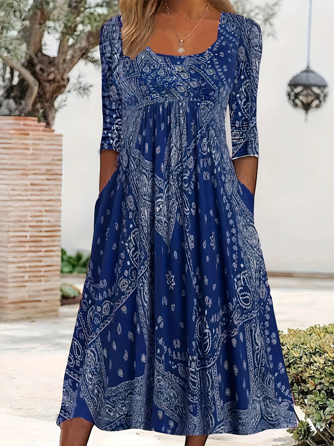 ELOWEN | CASUAL MIDI-JURK MET LANGE MOUWEN