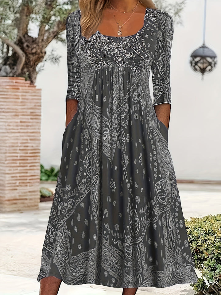 ELOWEN | CASUAL MIDI-JURK MET LANGE MOUWEN