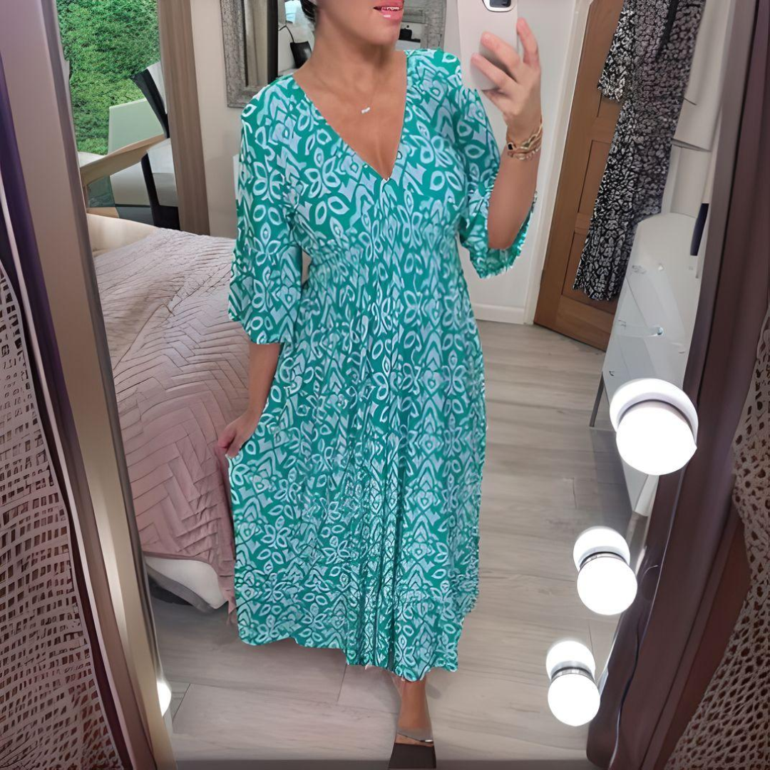 Lillia - Boho jurk met print