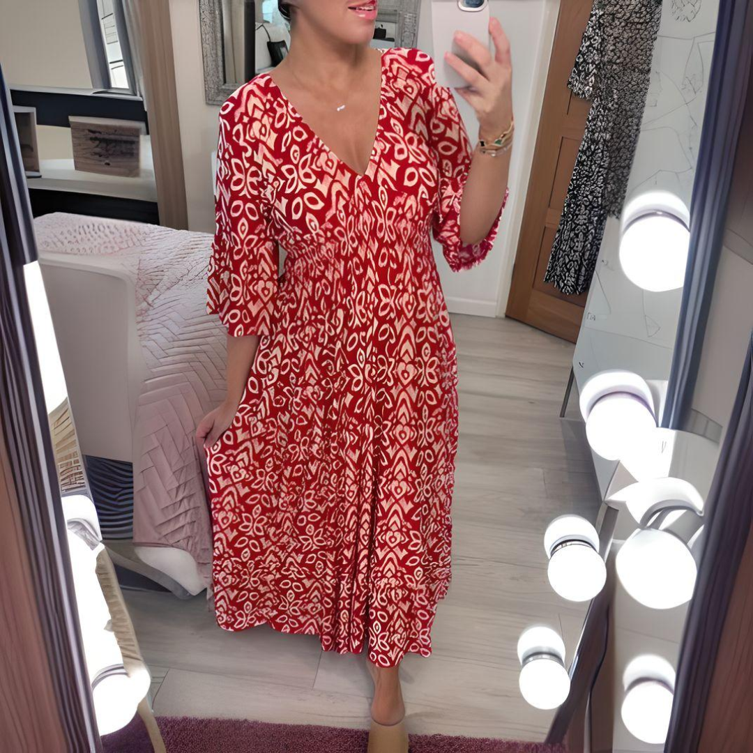 Lillia - Boho jurk met print