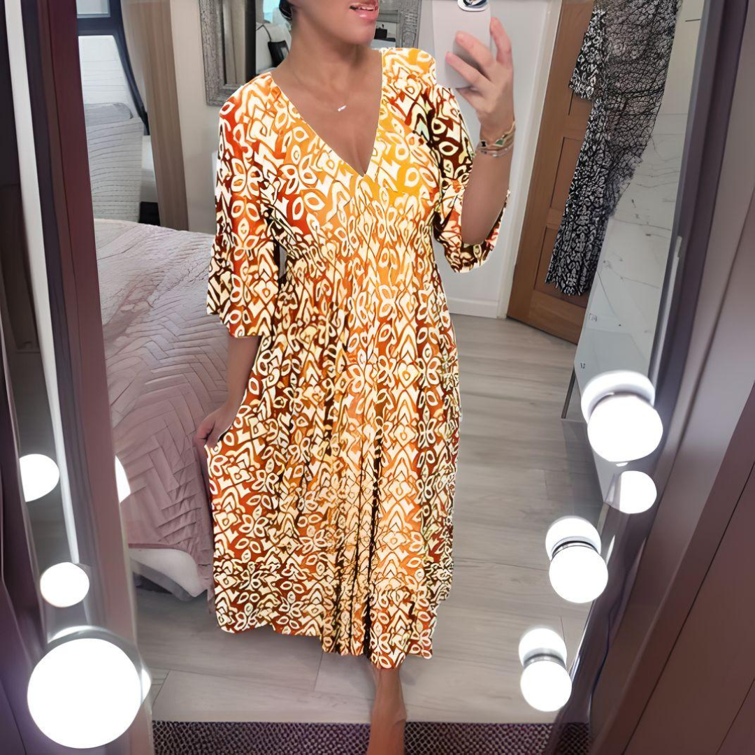 Lillia - Boho jurk met print
