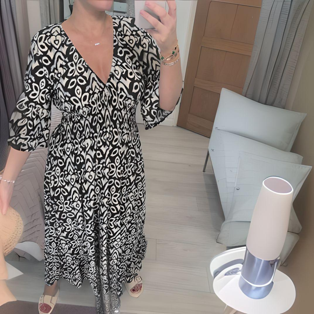 Lillia - Boho jurk met print