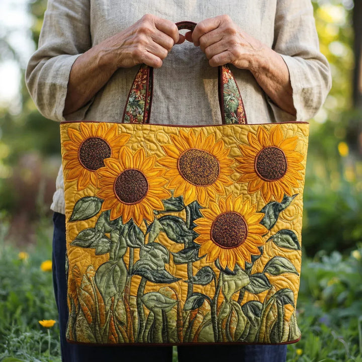 Klassieke gewatteerde tas - Zonnebloemen