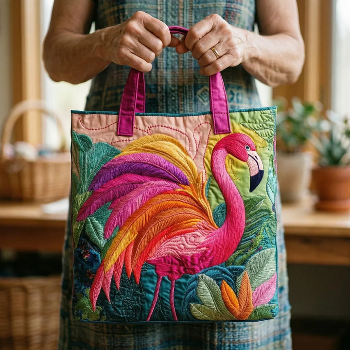 Gewatteerde tas - Regenboog Flamingo
