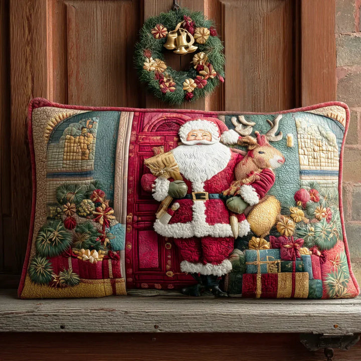 Gestoffeerde Kussenhoes - Warme Ontvangst van de Kerstman
